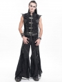 Black Gothic Punk Spiked Armor Fitted Zip-Up Sleeveless Shirt for Men