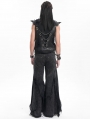 Black Gothic Punk Spiked Armor Fitted Zip-Up Sleeveless Shirt for Men