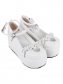 White Sweet Ruffle Ankle Strap Lolita Platform Shoes