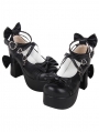 Black Ruffle Bow Decor High Heel Platform Lolita Shoes