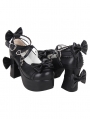 Black Ruffle Bow Decor High Heel Platform Lolita Shoes