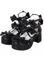 Black Bow Strappy Platform Chunky Heel Sweet Lolita Shoes