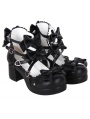 Black Bow Strappy Platform Chunky Heel Sweet Lolita Shoes