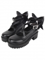 Black Gothic Back Bow Sweet Lolita Mary Jane Shoes