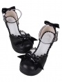 Black Bowknot Chunky Heel Sweet Lolita Ankle Strap Shoes