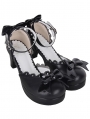 Black Bowknot Chunky Heel Sweet Lolita Ankle Strap Shoes