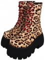 Black Platform Punk Gothic Leopard Print Lace-Up Boots