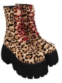 Black Platform Punk Gothic Leopard Print Lace-Up Boots