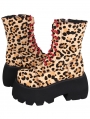 Black Platform Punk Gothic Leopard Print Lace-Up Boots