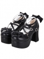 Black Bow Decor High Heel Platform Lolita Shoes