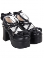 Black Bow Decor High Heel Platform Lolita Shoes