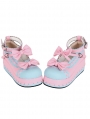 Pink and Blue Round Toe Sweet Lolita Platform Shoes with Bow