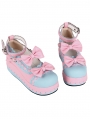 Pink and Blue Round Toe Sweet Lolita Platform Shoes with Bow