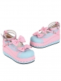 Pink and Blue Round Toe Sweet Lolita Platform Shoes with Bow