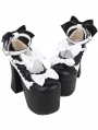 Black and White High Platform Heeled Lolita Mary Janes Shoes