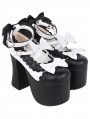 Black and White High Platform Heeled Lolita Mary Janes Shoes