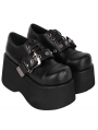 Black Punk Gothic Skull Buckle High Platform Shoes