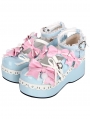 Pink and Blue Sweet Bowknot Lace Ruffle Lolita Shoes