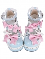 Pink and Blue Sweet Bowknot Lace Ruffle Lolita Shoes