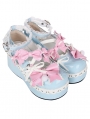 Pink and Blue Sweet Bowknot Lace Ruffle Lolita Shoes