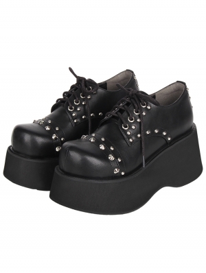 Black Gothic Punk Rivet Round Toe Lolita Platform Shoes