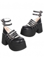 Black Gothic Lolita High Chunky Heel Platform Shoes