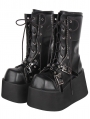 Black Gothic Crossover Strap Wedge Platform Punk Lolita Boots