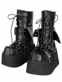 Black Gothic Crossover Strap Wedge Platform Punk Lolita Boots