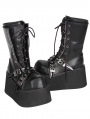 Black Gothic Crossover Strap Wedge Platform Punk Lolita Boots