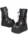 Black Gothic Crossover Strap Wedge Platform Punk Lolita Boots