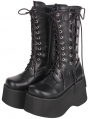 Black Punk Gothic Lolita Round Toe Lace-Up Mid-Calf Boots