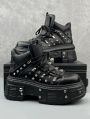 Black Gothic Punk Metal Studded Platform Shoes