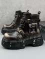 Gothic Punk Buckled Motorcycle Ankle Platform Boots