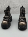 Gothic Punk Buckled Motorcycle Ankle Platform Boots