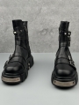 Black Gothic Punk Rivet Buckle Ankle Platform Boots