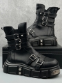 Black Gothic Punk Rivet Buckle Ankle Platform Boots