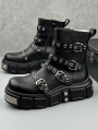 Black Gothic Punk Metal Buckle Strap Ankle Platform Boots