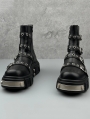 Black Gothic Punk Metal Buckle Strap Ankle Platform Boots