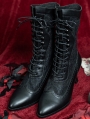 Black Witch Gothic Lace Splicing Victorian Leather Boots