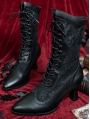 Black Witch Gothic Lace Splicing Victorian Leather Boots