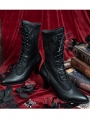 Black Witch Gothic Lace Splicing Victorian Leather Boots