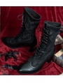 Black Witch Gothic Lace Splicing Victorian Leather Boots