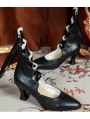 Black Gothic Hourglass Heel Ribbon Lace Up Victorian Shoes