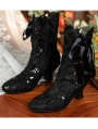 Black Gothic Lace Wedding Victorian Lace Up Ankle Boots