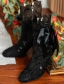 Black Gothic Lace Wedding Victorian Lace Up Ankle Boots