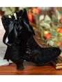 Black Gothic Lace Wedding Victorian Lace Up Ankle Boots