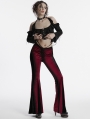 Red Gothic Gradient Sexy Flared Velvet Pants for Women