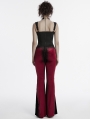 Red Gothic Gradient Sexy Flared Velvet Pants for Women