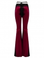 Red Gothic Gradient Sexy Flared Velvet Pants for Women