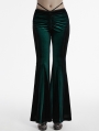 Green Gothic Gradient Sexy Flared Velvet Pants for Women